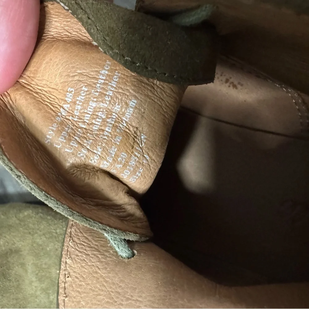 Madewell The Wren Suede Lace Up Rubber Lug Sole Boots in Golden Spinach Size 10